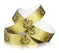 Jadive 500 Pieces Paper Wristbands VIP Plastic Wristbands Waterproof Party Identification Wristbands Party Bracelets for Events Amusement Parks, Club, Concerts, Fairs, Festivals and Events (Gold)