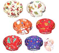 Jadive 6 Pcs Christmas Scrub Cap with Buttons for Women Men | Adjustable Working Hats, Surgical Cap with Sweatband, for Medical Salon Kitchen Staff, Festive Holiday Prints