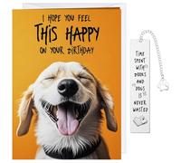 Jadive Funny Dog Birthday Card for Women Men Bookmark Hope You Feel This Happy Birthday Gift for Dog Lovers Girls Boy Greeting Cards with Envelope