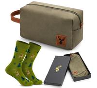 Jadive Hunter Gift Set Includes 1 Deer Logo Toiletry Bag 1 Funny Hunter Socks Hunting Accessories for Men Outdoor Climbing Hiking Christmas Birthday Father's Day Easter Gifts