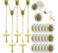 Jadive Lady Guadalupe Scented Rosary Beads Necklace Bulk Baptism Favors First Communion Rosarios Catolicos with Clear Gift Box
