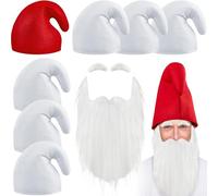 Jadive Pack of 7 Dwarf Hats, Elf Hat, Dwarf Pointed Hats, Gnome Hats, Gnome Hats with Beard and Eyebrows, Funny Group Costume Accessory for Carnival, Halloween, Fairy Tale Theme Party