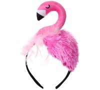 Jadive Plush Flamingo Headband Realistic Animal Flamingo Headband Halloween Funny Headwear Photo Props for Halloween Christmas Makeup Cosplay Themed Party Headpiece