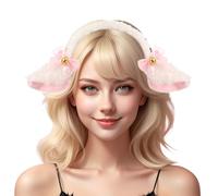 Jadive Plush Sheep Ears Headband Realistic Animal Lamb Ears Headband Halloween Funny Headwear Photo Props for Halloween Christmas Makeup Cosplay Themed Party Headpiece