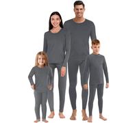 Jadive Thermal Underwear Set Full Family Winter Long Thermal Underwear Fleece Lined Base Layer Set for Women Men Boys Girls(Boy,S,Gray)