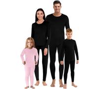 Jadive Thermal Underwear Set Full Family Winter Long Thermal Underwear Fleece Lined Base Layer Set for Women Men Boys Girls(Girl,Xs,Pink)