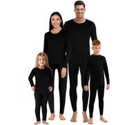 Jadive Thermal Underwear Set Full Family Winter Long Thermal Underwear Fleece Lined Base Layer Set for Women Men Boys Girls(Man,XXL,Black)