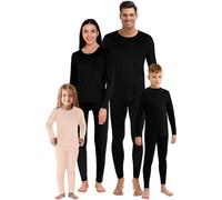 Jadive Thermal Underwear Set Full Family Winter Long Thermal Underwear Fleece Lined Base Layer Set for Women Men Boys Girls(Girl,L,Nude)