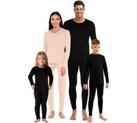 Jadive Thermal Underwear Set Full Family Winter Long Thermal Underwear Fleece Lined Base Layer Set for Women Men Boys Girls(Woman,M,Nude)