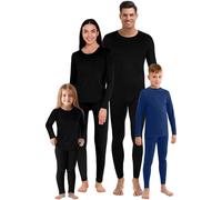 Jadive Thermal Underwear Set Full Family Winter Long Thermal Underwear Fleece Lined Base Layer Set for Women Men Boys Girls(Boy,S,Dark Blue)