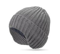 Jadive Winter Hat with Ear Flaps Knit Beanie Hats Beanie Cap Thick Warm Plush Lining Skull Cap for Women Men Outdoor Sports(Gray)