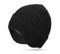 Jadive Winter Hat with Ear Flaps Knit Beanie Hats Beanie Cap Thick Warm Plush Lining Skull Cap for Women Men Outdoor Sports(Black)