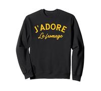 J'Adore Le Fromage I Love Cheese Sweatshirt, Adult Unisex, Black, Large