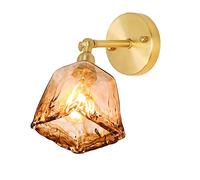 Jadssox Amber Glass Wall Sconce Light Adjustable Hardwired Wall Lamp, Indoor Copper Wall Mount Lighting Fixture 90° Rotation Headboard Lamps for Bedroom Bedside Living Room