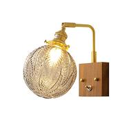 Jadssox Antique Globe Wall Sconce Lighting Walnut Wall Mount Lamp Glass Sconces, Adjustable Wall Light Bedroom Bedside Wall Lamp, Living Room Hallway Study Decor Wall Lights