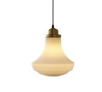Jadssox Brass Pendant Light Ribbed Glass Hanging Lamp Shade Vintage Chandelier, 11.8in Kitchen Island Lighting Fixture, E27 Ceiling Suspended Lights for Living Room Restaurant