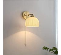 Jadssox Brass Wall Sconce Nordic Wall Light with Pull Cord Switch Glass Wall Lamp, Wall Mount Lighting Fixture Hotel Engineering Decorative Wall Lantern Bedroom Bedside Sconces