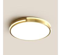 Jadssox Brushed Brass Ceiling Light Bedroom Ceiling Light Fixture, 3 Colors 3000K-6000K, Acrylic Ceiling Lighting LED Thin Round Ceiling Light Fixtures for Living Room Hallway, Gold