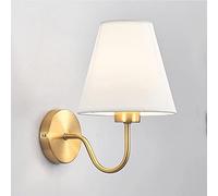 Classic Fabric Wall Sconce Gold Wall Mount Light with Flared Shape White Textile Shade, Modern Wall Sconces E27 Vanity Lamps for Bedroom Bedside Living Room Mirror