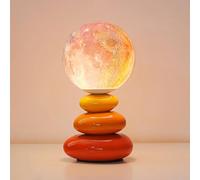 Jadssox Globe Bedside Table Lamp Planet Night Light Children's Room Nightstand Lamp, Ceramic Plug In Table Lights for Bedroom Office Library Study Room Kids Bedroom Decor Lighting