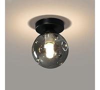 Jadssox Globe Glass Semi Flush Mount Ceiling Light Black Metal Close-to-Ceiling Lamp, Modern Hallway Lighting Fixture Ceiling, Simple Aisle Lamp Mini Chandeliers for Corridor Entryway
