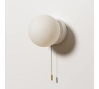 Jadssox Globe Wall Sconce White Glass Wall Lamp Modern Wall Mount Light with Pull Chain Switch, Nordic Wall Sconces Lighting Fixtures G9 Headboard Lamps for Living Room Bedroom