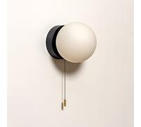 Jadssox Globe Wall Sconce White Glass Wall Lamp Modern Wall Mount Light with Pull Chain Switch, Nordic Wall Sconces Lighting Fixtures G9 Headboard Lamps for Living Room Bedroom