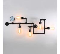 Jadssox Industrial Wall Light Water Pipe Wall Sconce Steampunk Wall Lamp 5-way Sconces Wall Lighting Fixture Retro Hardwired Wall Lamps for Living Room Bar Farmhouse Wall Lights
