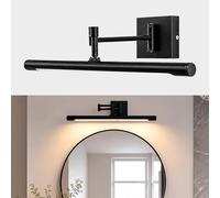 Jadssox LED Linear Bathroom Vanity Light Swing Arm Wall Sconce Adjustable Mirror Front Lamp, Rotatable Frame Picture Lighting, Black Vanity Mirror Lights for Dressing Room
