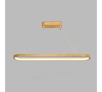Jadssox LED Linear Pendant Light Wood Chandelier Minimalist Long Strip Hanging Lamp, Wooden Kitchen Island Lighting Fixture Dining Table Lamp, 3 Color Mode Suspension Lights(120cm)
