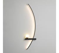 Jadssox LED Metal Wall Sconce Bedside Indoor Decor Arc Wall Mounted Light - 3 Color Temp, Modern Simple Linear Wall Lamps for Bedroom Hallway Headboard Living Room (black)