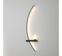 Jadssox LED Metal Wall Sconce Bedside Indoor Decor Arc Wall Mounted Light - 3 Color Temp, Modern Simple Linear Wall Lamps for Bedroom Hallway Headboard Living Room (black)