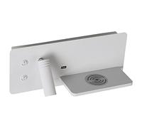 Jadssox LED Wall Mounted Reading Light USB Charging Bedside Sconce with Switch, Wireless Charger Adjustable Headboard Lamp, Bedroom Wall Wash Lights Focused Bed Reading Spotlights