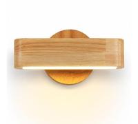 Jadssox LED Wood Wall Light Adjustable Wall Sconce Nordic Wall Washer Lamp, Rotatable Sconces Wall Lighting Indoor, 6W 3 Color Mode Wall Lights for Living Room Bedroom Hallway(Wood Color)