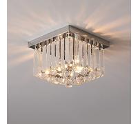 Jadssox Mini Semi Flush Mount Crystal Ceiling Light Chrome Ceiling Lamp, Stainless Steel Ceiling Lighting Fixture, Dining Room Hallway Close to Ceiling Lamps Mini Chandeliers