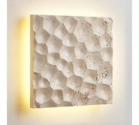 Jadssox Natural Stone Wall Sconce Travertine Wall Light Fixture Square LED Wall Lamp, Hammered Alabaster Sconces Wall Lighting, 14W Wall Lamps for Living Room Hallway Bedroom