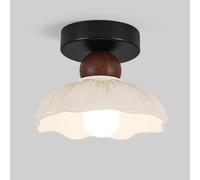 Jadssox Nordic Floral Ceiling Light White Resin Ceiling Lamp 6.7" Semi Flush Mount Lighting Fixture, White Flower Close to Ceiling Lights for Hallway Entryway Living Room