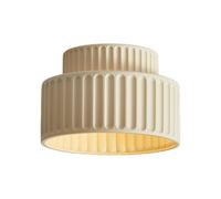 Jadssox Nordic Schoolhouse Ceiling Light Ribbed Resin Semi Flush Mount Ceiling Lamp, Cream Style Hallway Lighting Fixture, E27 Close to Ceiling Lamps for Entrance Corridor(Beige)