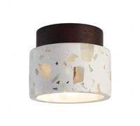 Jadssox Nordic Wood Ceiling Lamp Terrazzo Semi Flush Mount Ceiling Light, Natural Stone Hallway Lighting Fixture, Wooden Accent Ceiling Lamps for Entryway Balcony Stairs Bedroom(Walnut)