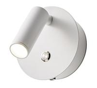 Jadssox Rechargeable Wall Lamp Bedroom Bedside Reading Wall Sconce, Modern Simple 3W LED Wall Light, Adjustable Magnetic Wall Spotlight with Switch for Study Room Stair Aisle (white)