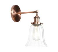 Jadssox Retro Glass Wall Light Industrial Wall Sconce Farmhouse Wall Lamp, Vintage Wall Mount Lighting Fixture Hardwired Sconces for Living Room Loft Restaurant Home Decor(Red Bronze)