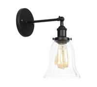 Jadssox Rustic Glass Wall Sconce Industrial Wall Mount Light Hardwired Sconces Wall Lamp, Retro Wall Lights for Farmhouse Bedroom Living Room Loft, E26/E27 Wall Lamps(Black)