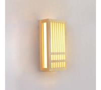 Jadssox solid wood led wall sconce rectangle wall mounted light, indoor wooden wall lighting with acrylic lampshade, japan style wall lamps for hotel tearoom cafe bedroom