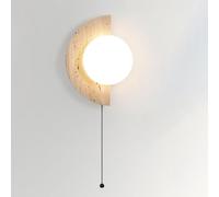 Jadssox Travertine Wall Sconce Milk Glass Wall Light with Switch