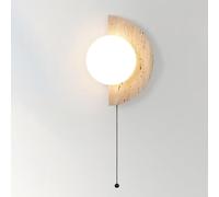Jadssox Travertine Wall Sconce Milk Glass Wall Light with Switch