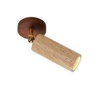 Jadssox Wabi Sabi Stone Ceiling Spotlight Adjustable Wall Spot Light Wood Base Directional Spotlights Accent Lighting for Kitchen Bedroom Office Gallery E27 Wall Swivel Lamp(Walnut)