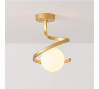 Jadssox White Glass Ceiling Light Spiral Metal Close-to-Ceiling Lamp, Hallway Semi Flush Mount Ceiling Lighting Fixture G9 Aisle Lamp for Kitchen Island Dining Table Entryway