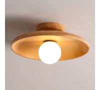 Jadssox Wood Ceiling Lamp Globe Semi Flush Mount Ceiling Light Modern Hallway Lighting Fixture Round Wooden Close to Ceiling Light with White Glass Ball for Entryway Corridor Loft