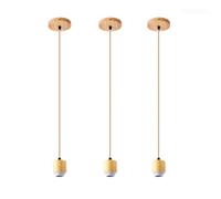 Jadssox Wood Pendant Lights Set of 3 Nordic Ceiling Rose Braided Flex Wooden Hanging Lamp Modern Kitchen Island Lighting Fixture E27 Suspended Lamps for Farmhouse Restaurant