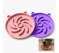 JADUFHU 2 Pieces Silicone Anti Swallow Bowl for Cats Pink + Purple